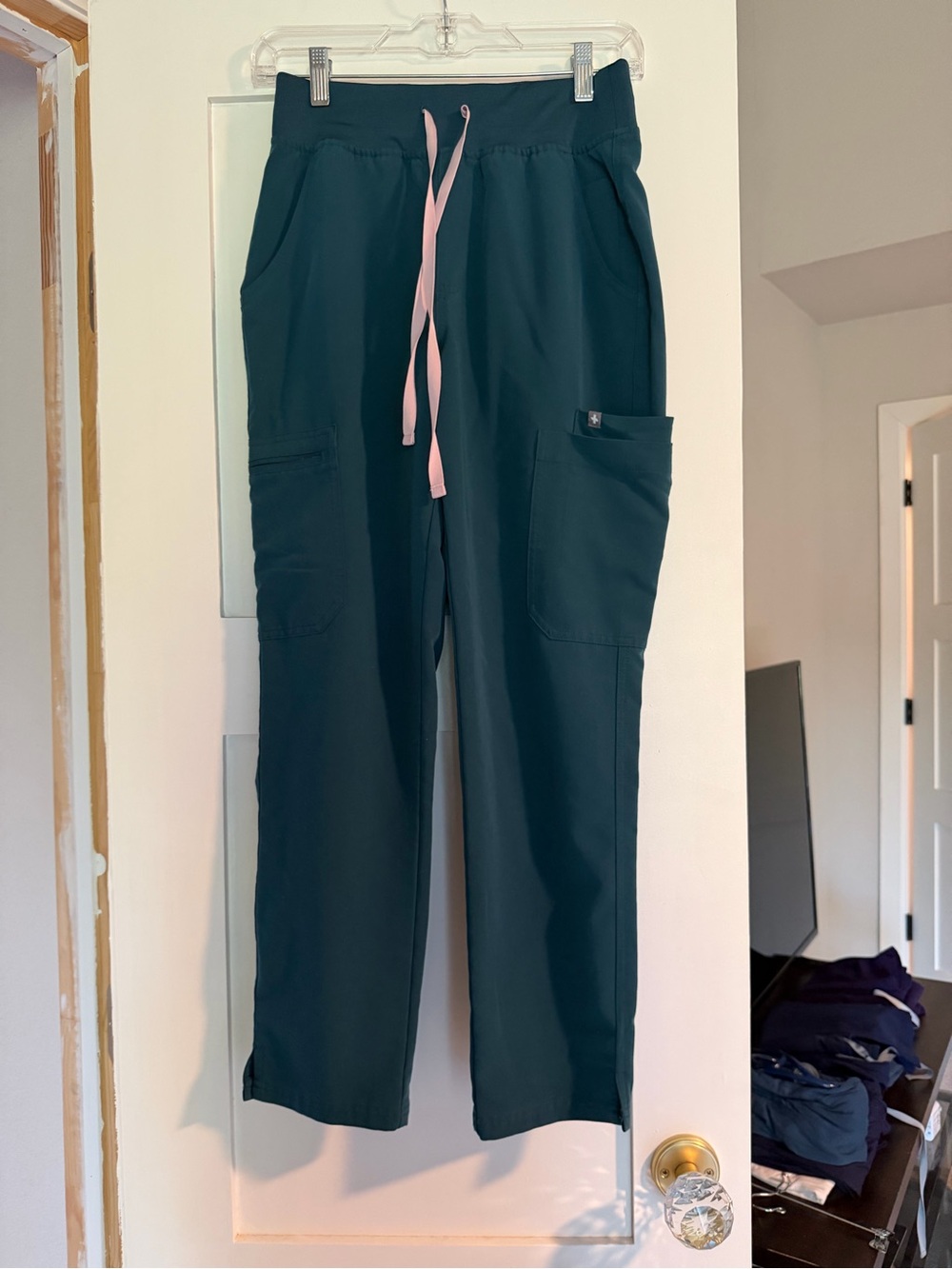 Figs carribean blue high waisted yola pants - small petite